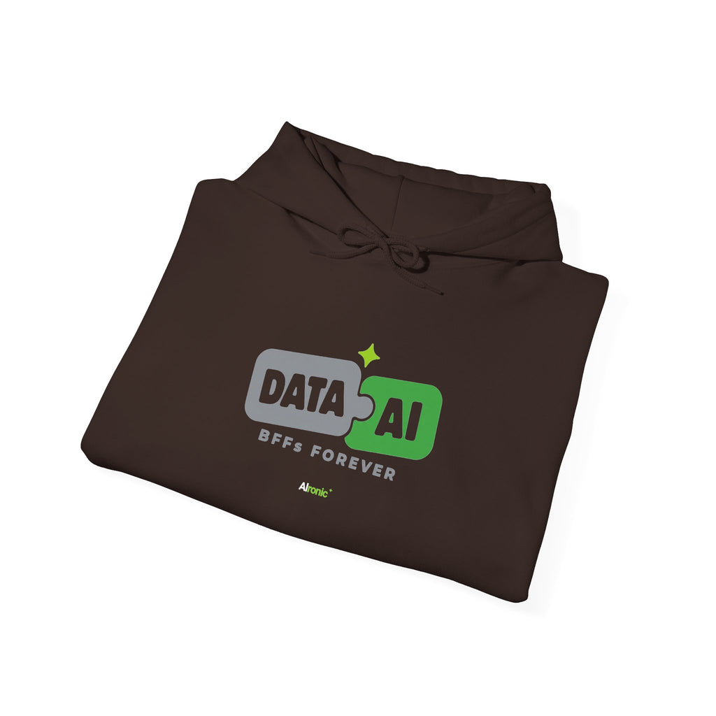 AIronic Hoodie featuring "Data + AI BFFs Forever" AI humor design, gallery view 29