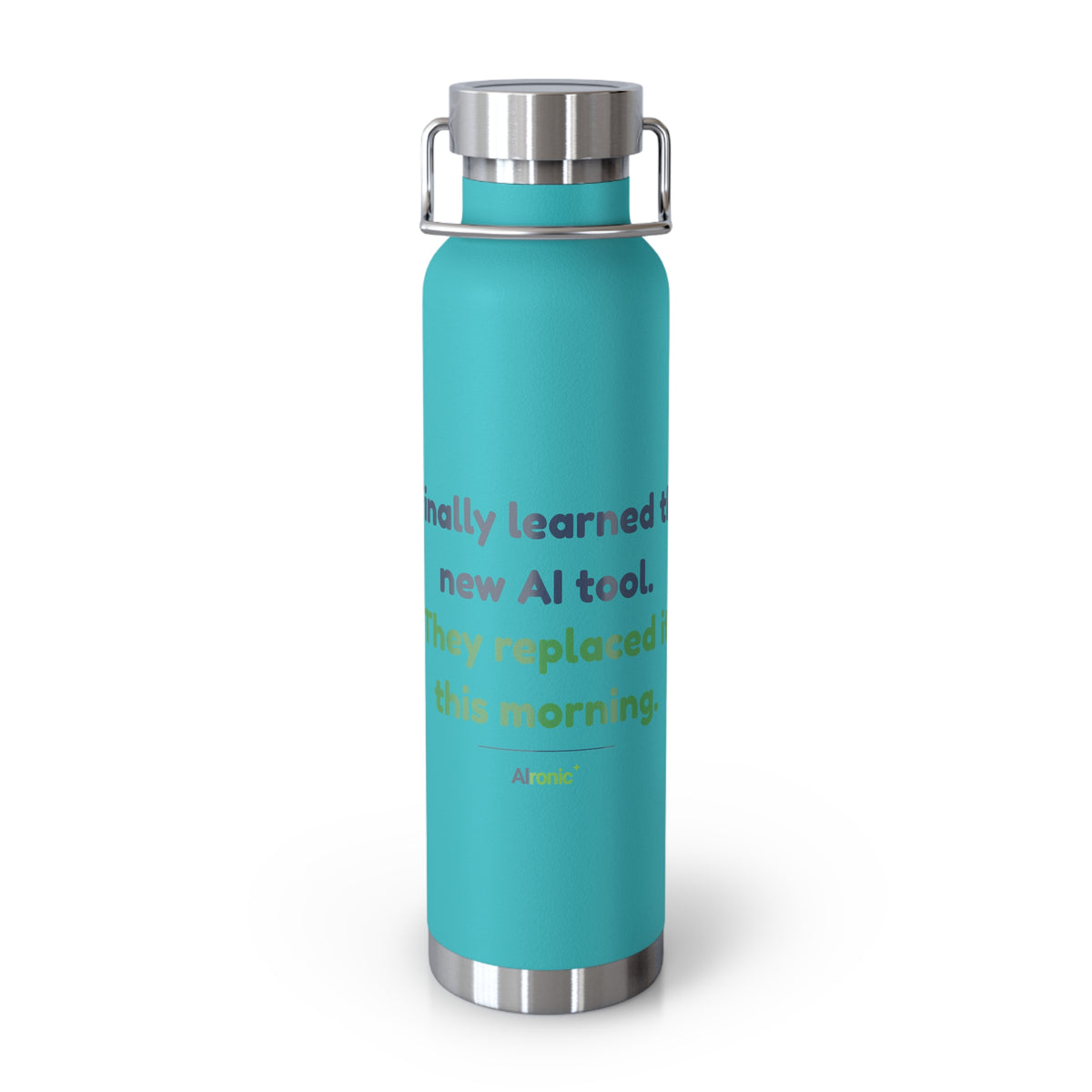 Water Bottle featuring “They Replaced the AI Tool” AI humor design by AIronic, gallery view 6