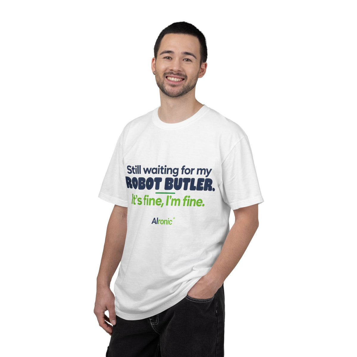 Still Waiting for My Robot Butler T-Shirt — Funny Tech Humor Tee