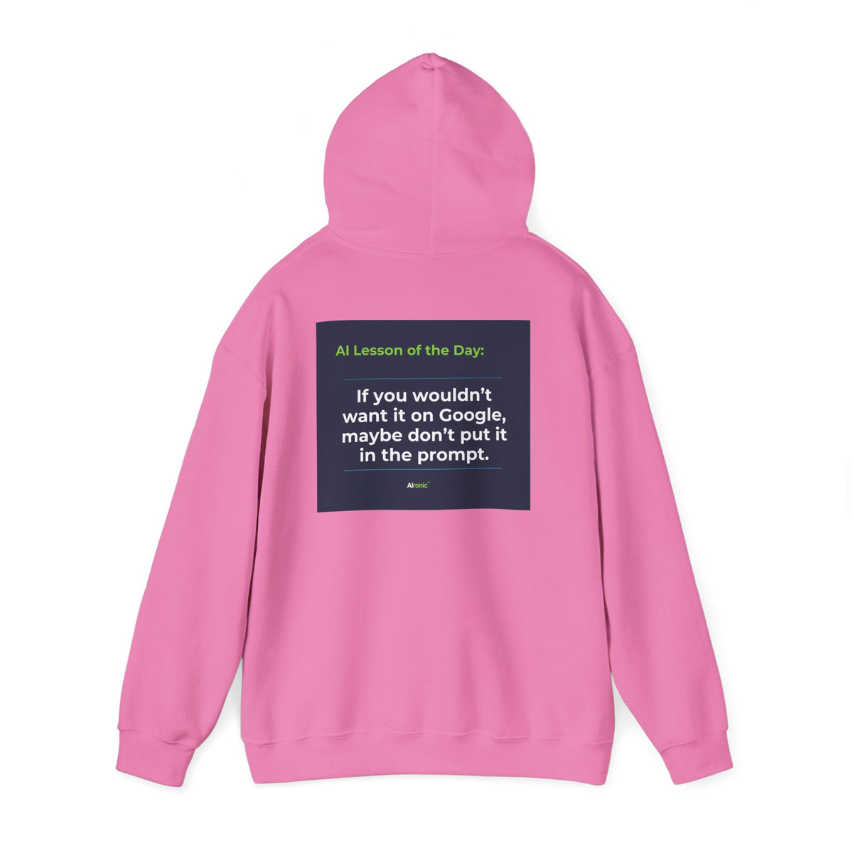 Hoodie featuring "Google Prompt Privacy" AI humor design by AIronic, gallery view 37