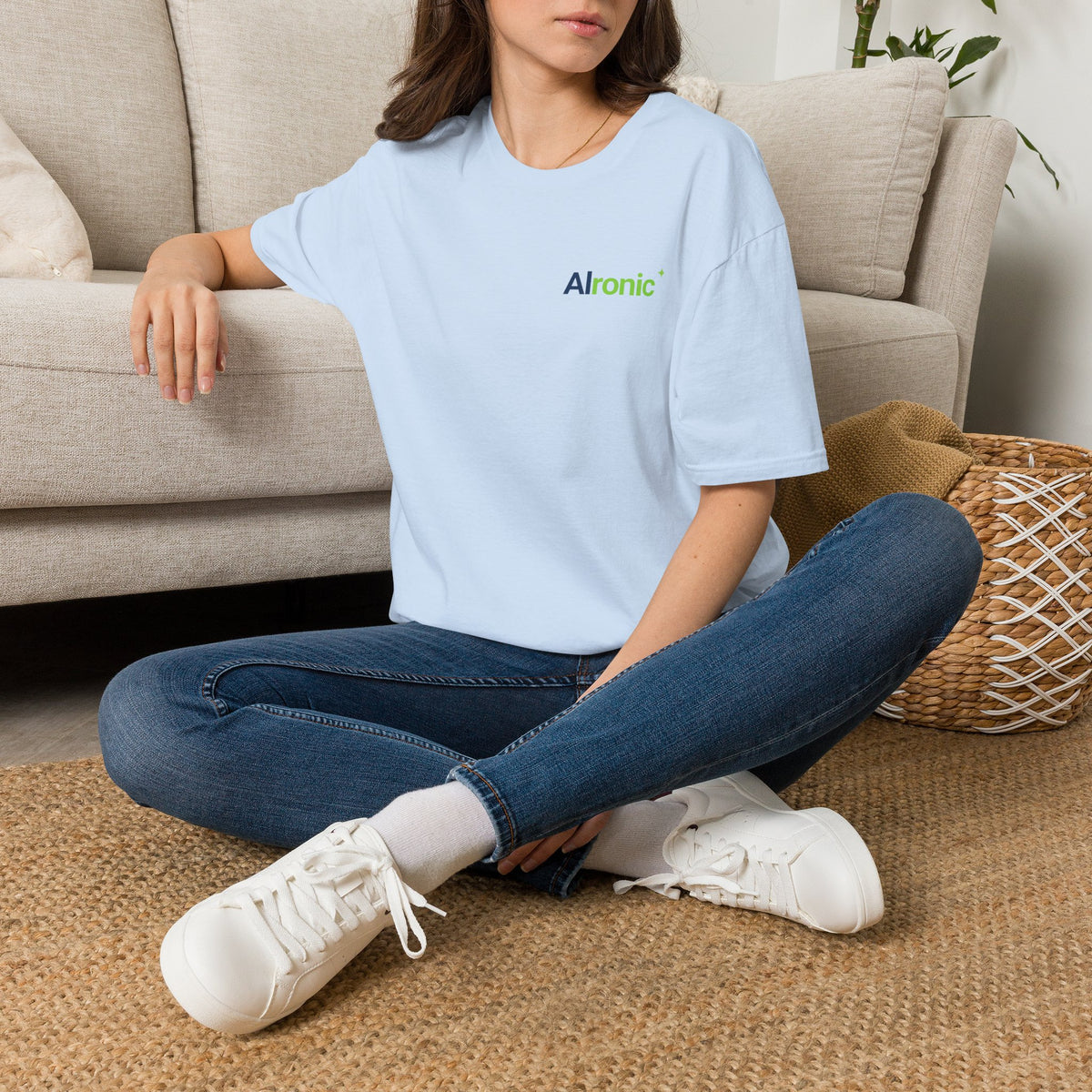 AIronic T-shirt featuring "Premature Human Confidence" AI humor design, gallery view 8