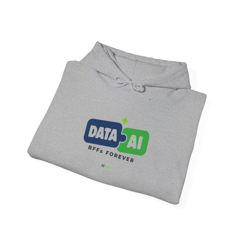 AIronic Hoodie featuring "Data + AI BFFs Forever" AI humor design, gallery view 23
