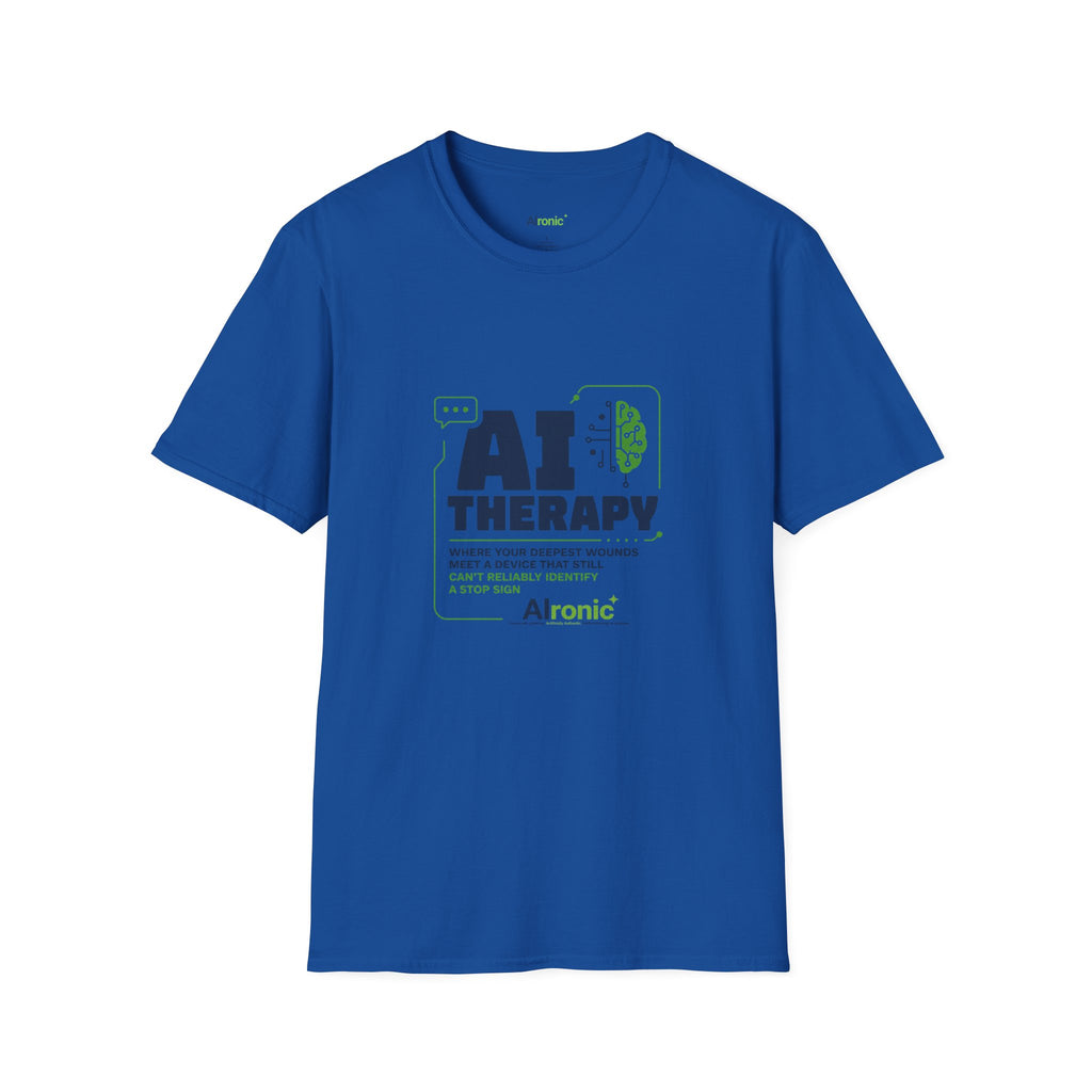 T-Shirt featuring "AI Therapy" AI humor design by AIronic, gallery view 35