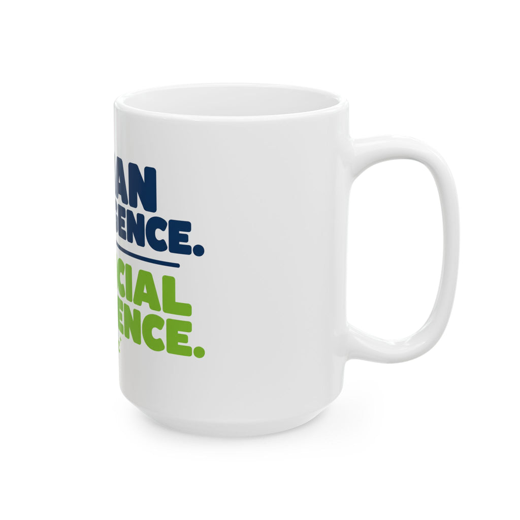 Mug featuring "Human Intelligence. Artificial Confidence." AI humor design by AIronic, gallery view 8