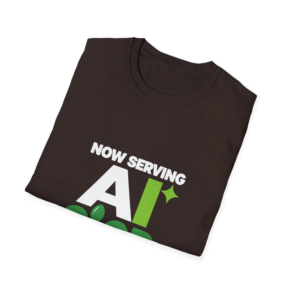 AIronic T-shirt featuring "Now Serving AI Slop" AI humor design, gallery view 19