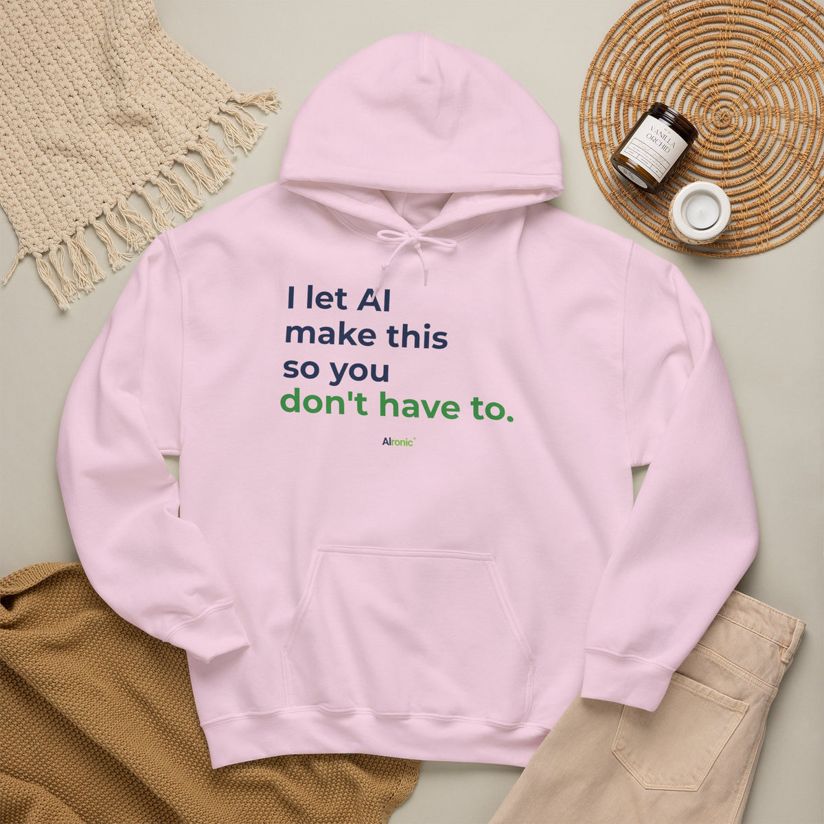 Hoodie featuring "I Let AI Make This" AI humor design by AIronic, gallery view 35