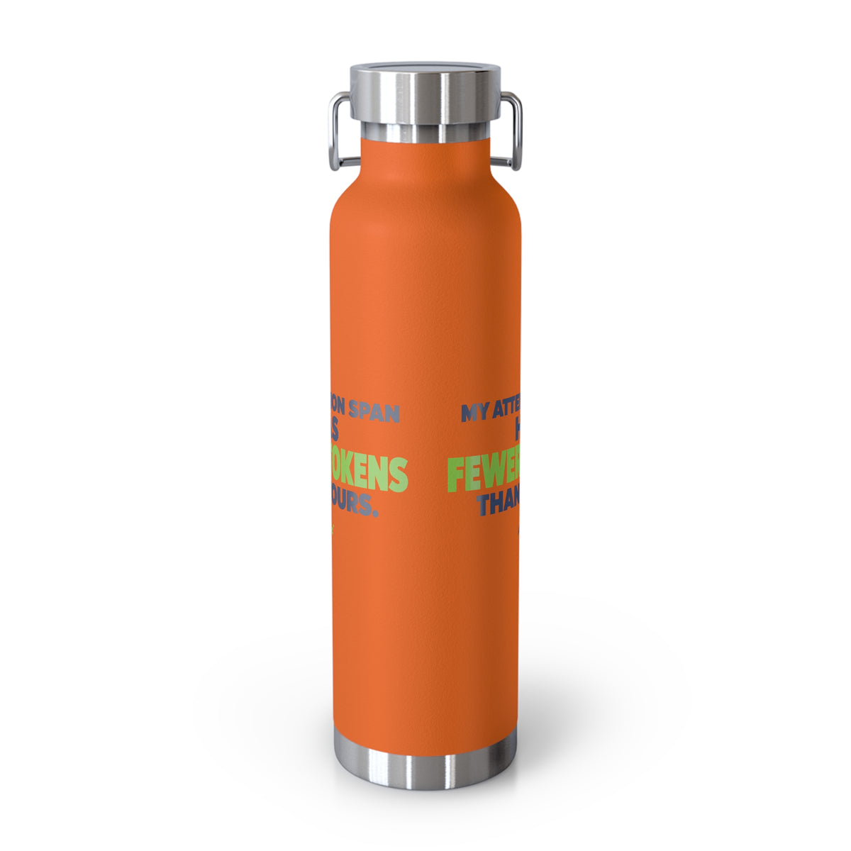 AIronic Water Bottle featuring "My Attention Span Has Fewer Tokens Than Yours" AI humor design, gallery view 18