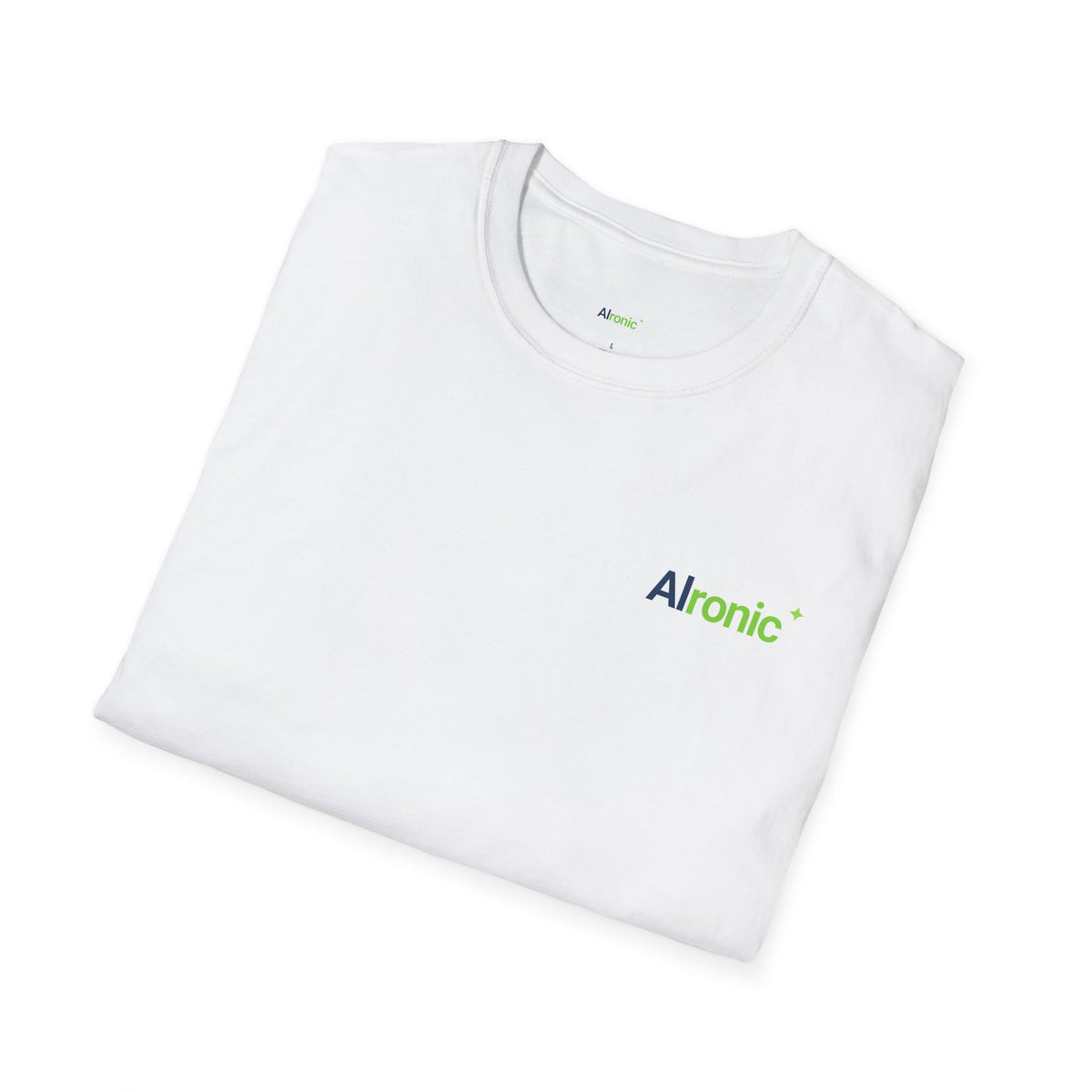T-Shirt featuring "AIronic Minimal Logo Casual" AI humor design by AIronic, gallery view 14