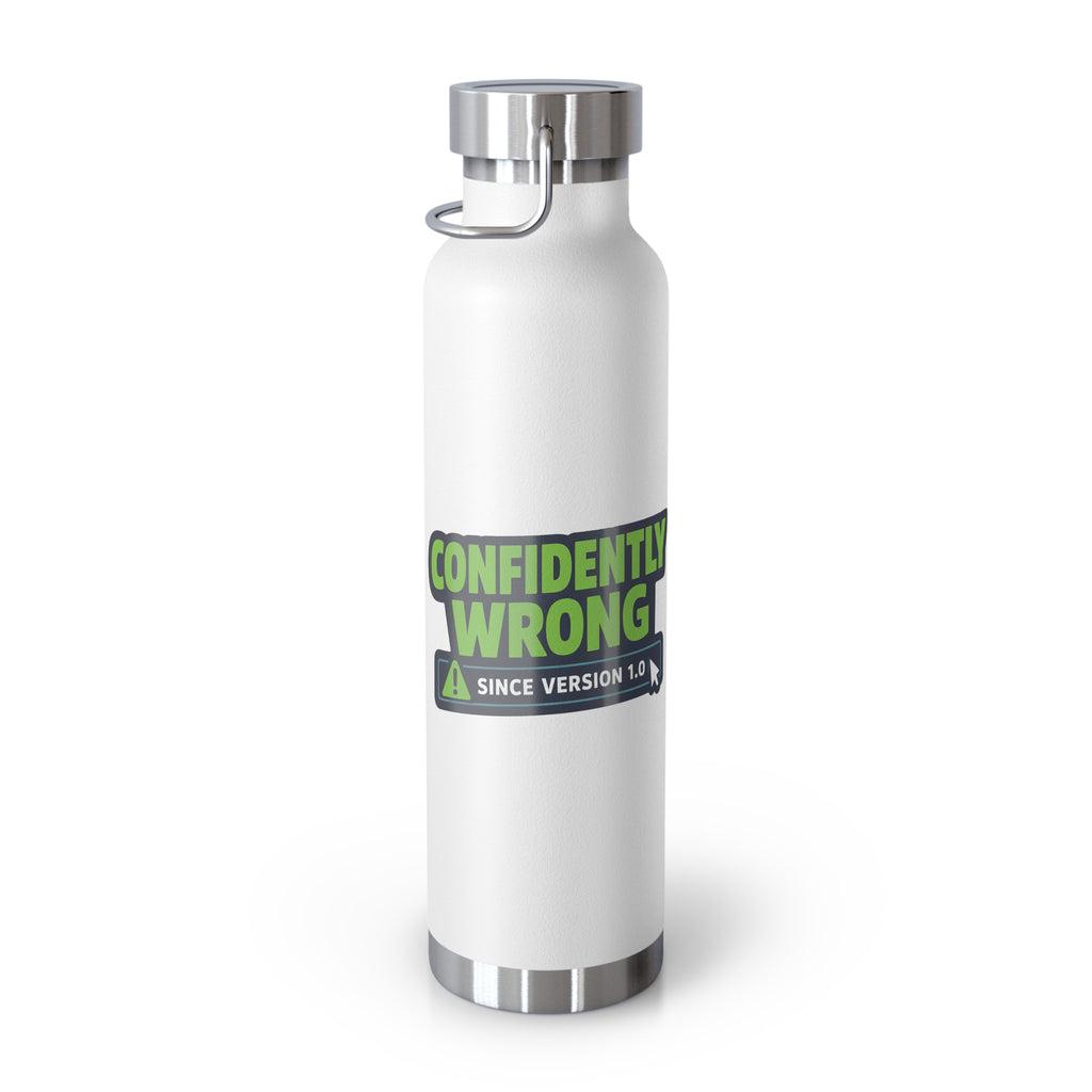 Water Bottle featuring "Confidently Wrong" AI humor design by AIronic, gallery view 9
