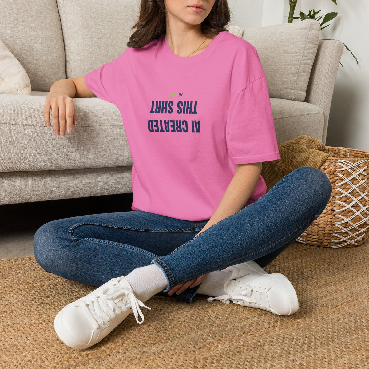 T-Shirt featuring "AI Created" AI humor design by AIronic, gallery view 40