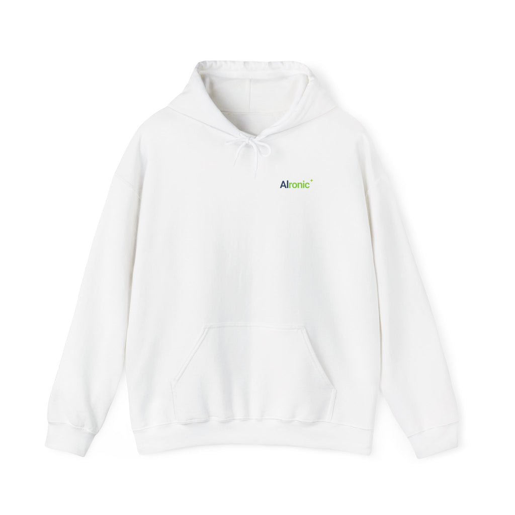 Hoodie featuring “AI Therapy” AI humor design by AIronic, gallery view 13