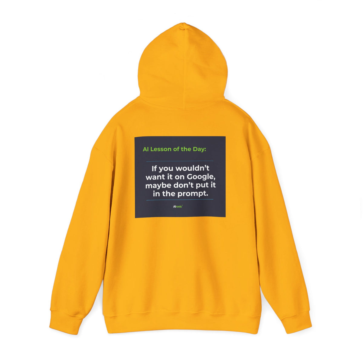 Hoodie featuring "Google Prompt Privacy" AI humor design by AIronic, gallery view 25