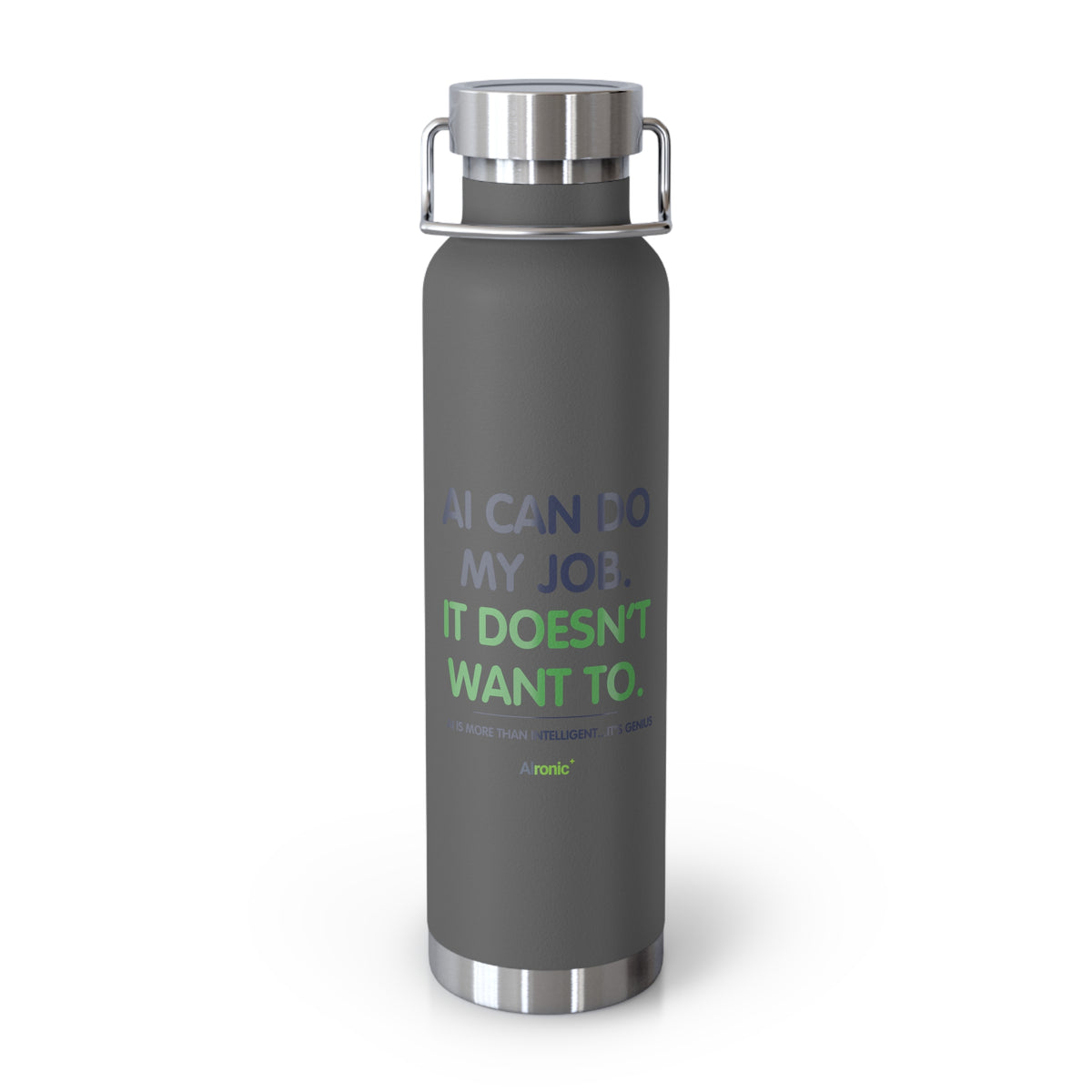 Water Bottle featuring “AI Can Do My Job” AI humor design by AIronic, gallery view 3