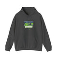 Dark Heather hoodie featuring “Why did AI...?” AI humor design by AIronic, catalog view 1