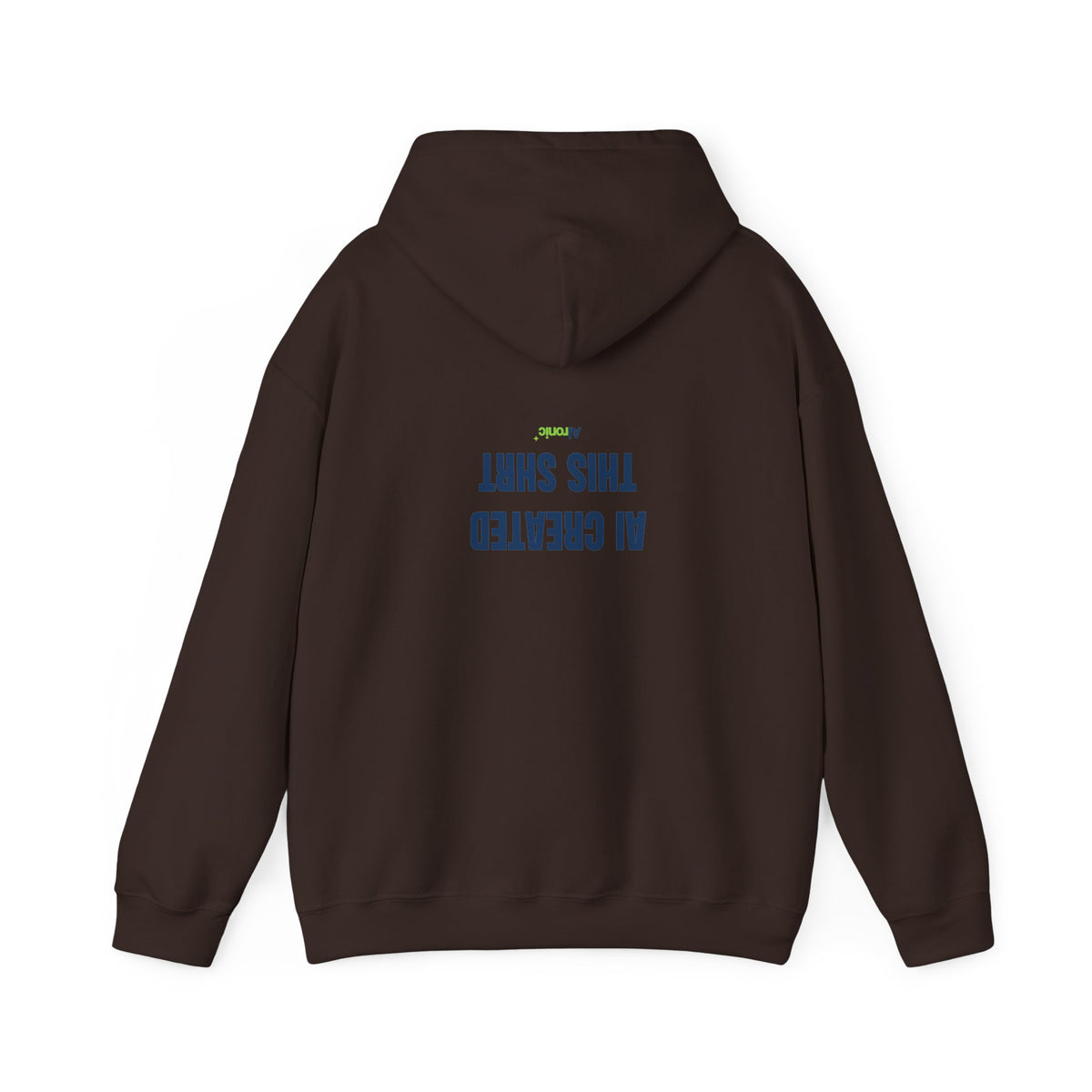 Sport Grey hoodie featuring minimal “AI created this shirt” AI humor design by AIronic, catalog view 3