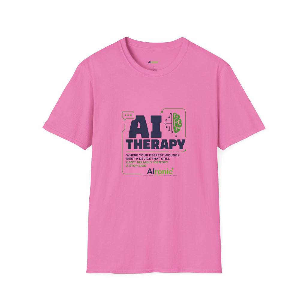 T-Shirt featuring "AI Therapy" AI humor design by AIronic, gallery view 41