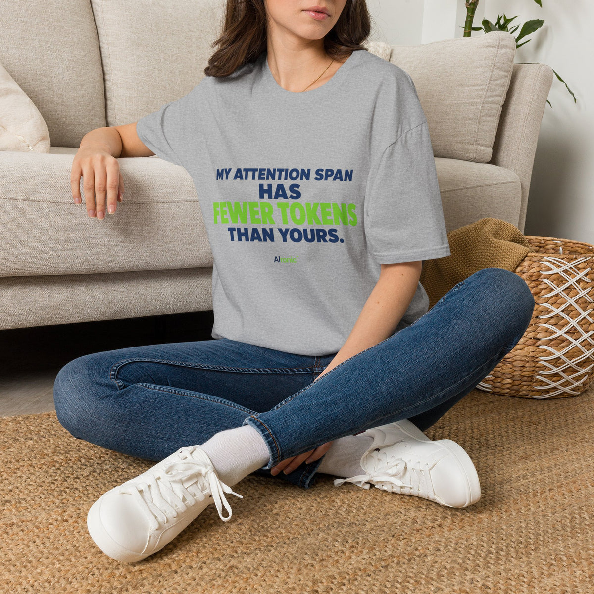 AIronic T-Shirt featuring "My Attention Span Has Fewer Tokens Than Yours" AI humor design, gallery view 22