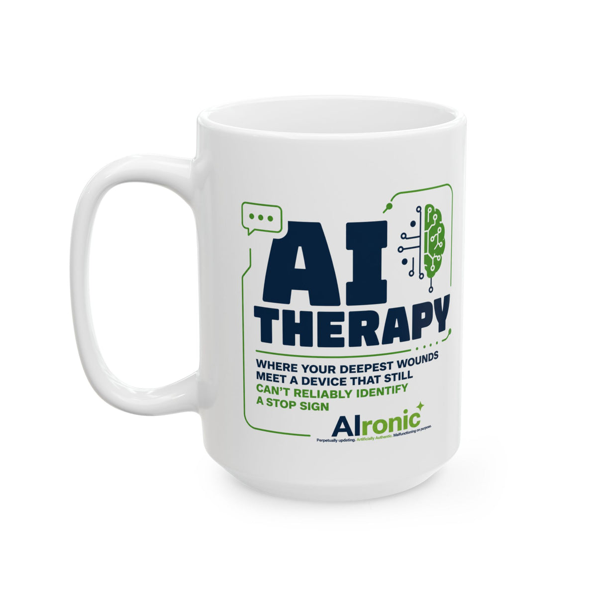 Mug featuring "AI Therapy" AI humor design by AIronic, gallery view 7