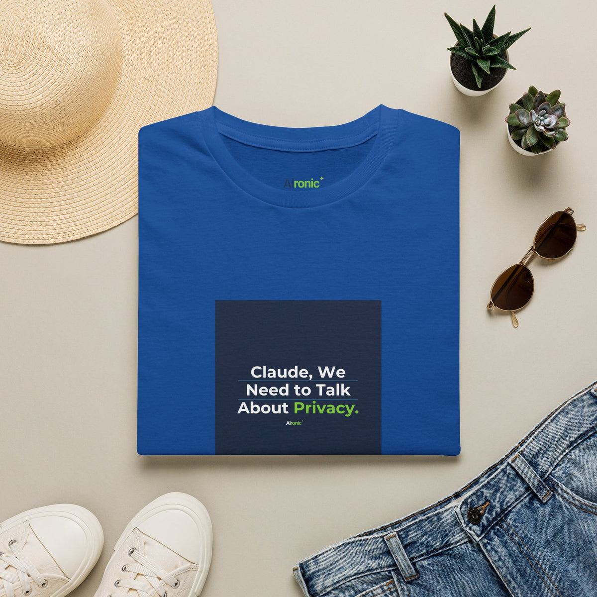 Royal T-Shirt featuring "Claude Privacy" AI humor design by AIronic, gallery view 8
