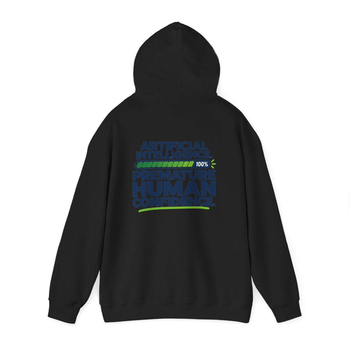 AIronic hoodie featuring "Premature Human Confidence" AI humor design, gallery view 17