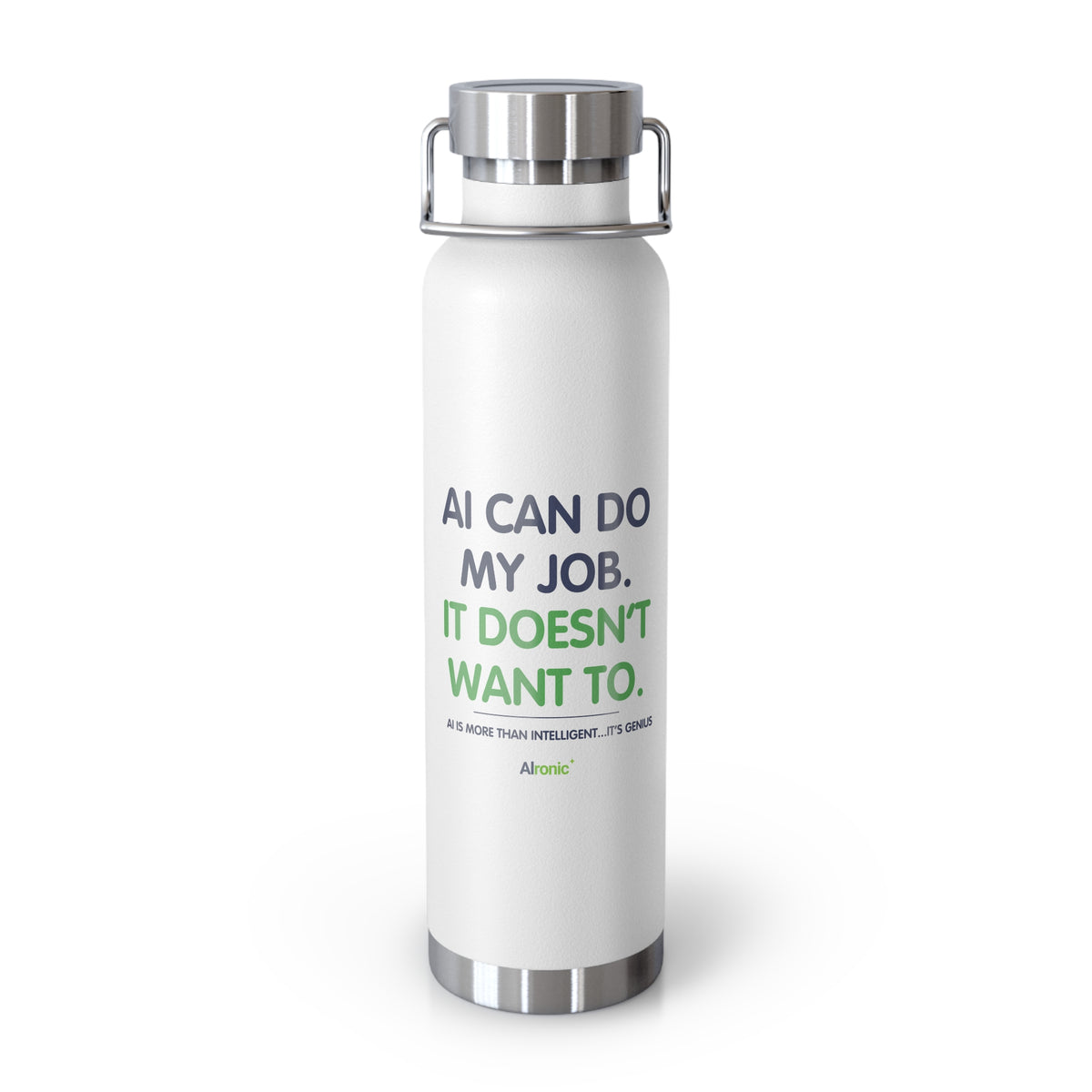 Water Bottle featuring “AI Can Do My Job” AI humor design by AIronic, gallery view 1