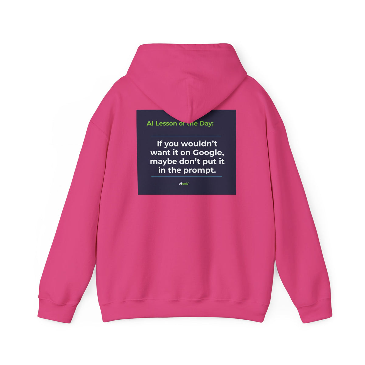 Hoodie featuring "Google Prompt Privacy" AI humor design by AIronic, gallery view 39