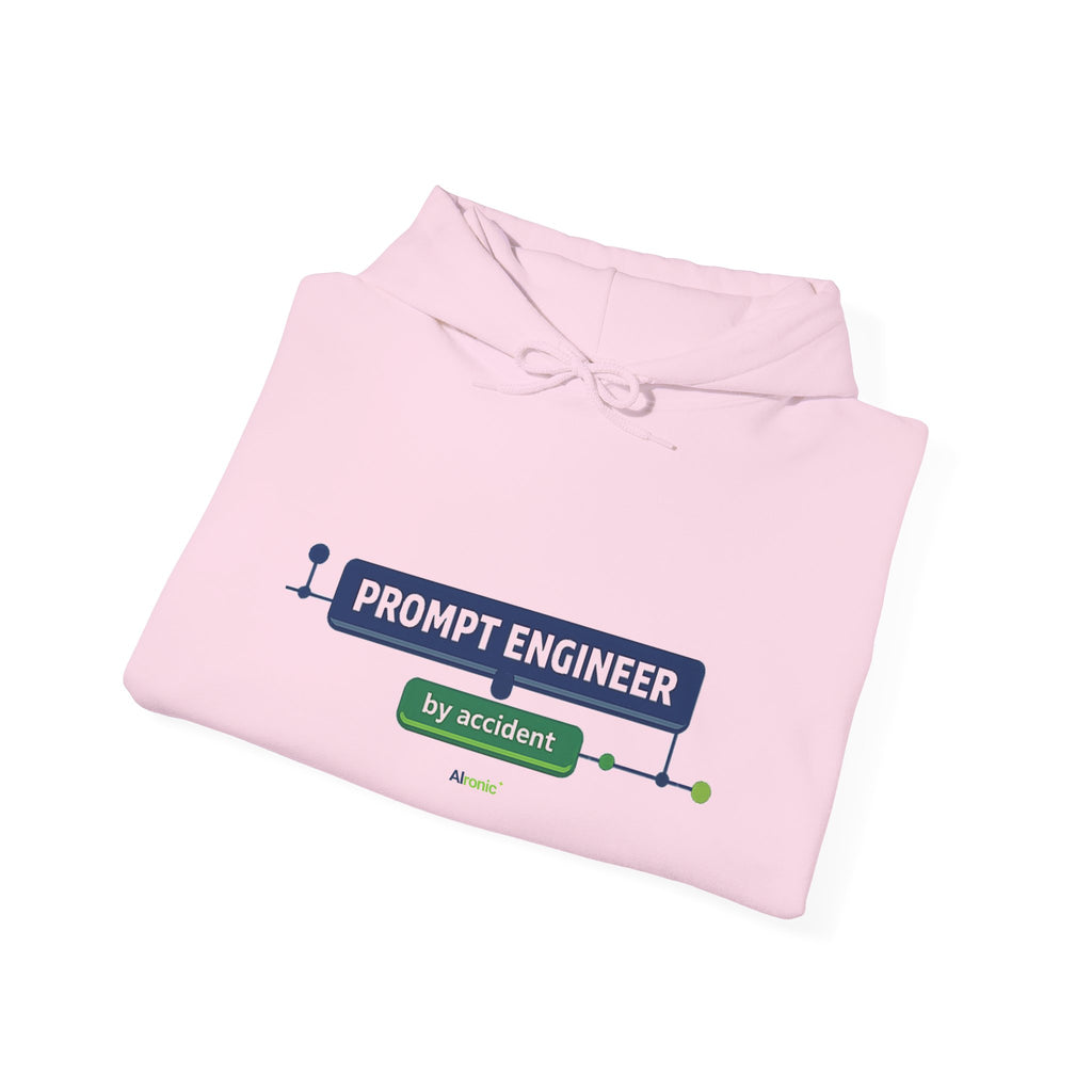 Hoodie featuring “Prompt Engineer by Accident” AI humor design by AIronic, gallery view 37