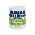 Mug featuring "Human Intelligence. Artificial Confidence." AI humor design by AIronic, gallery view 1