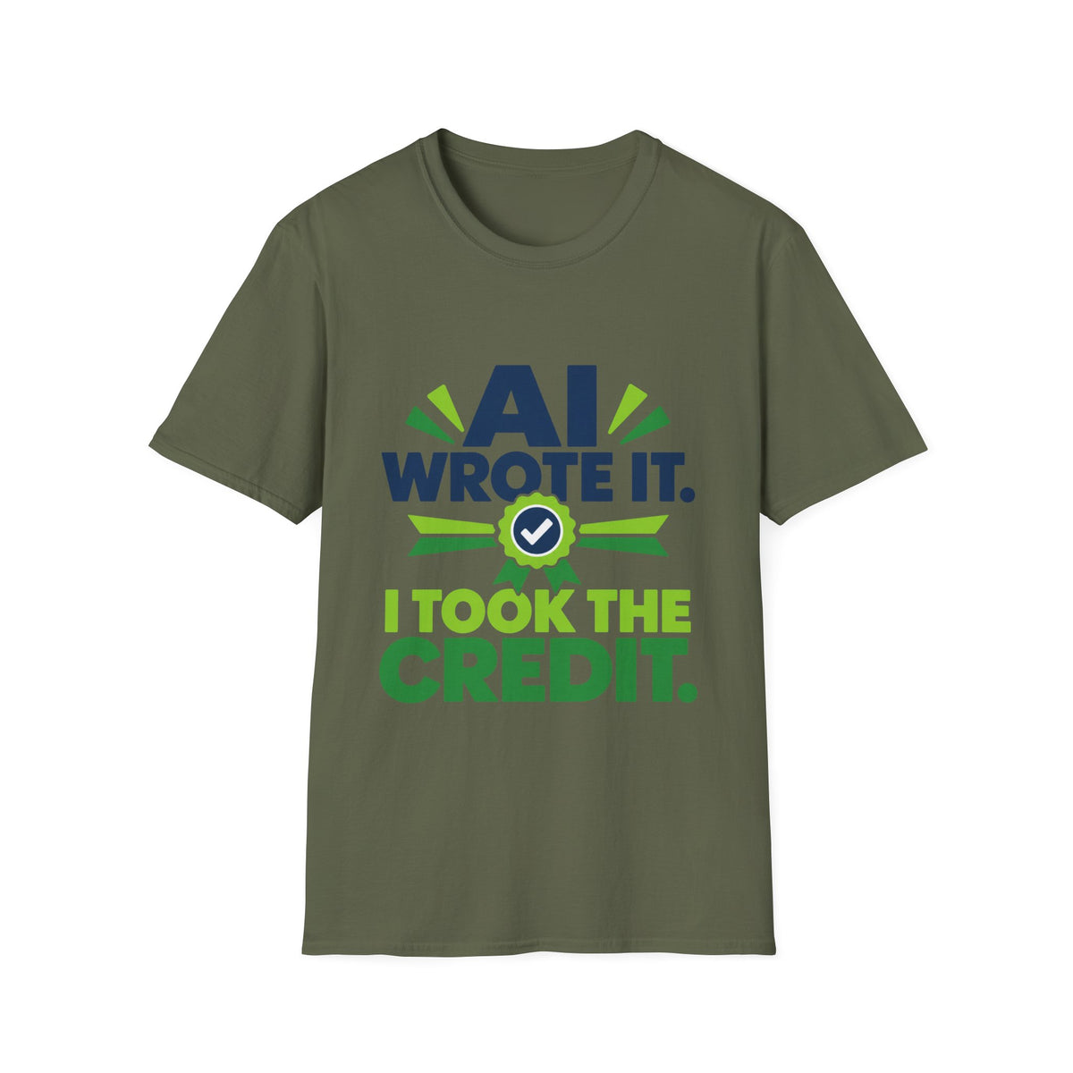 T-Shirt featuring "AI Wrote It. I Took the Credit." AI humor design by AIronic, gallery view 24