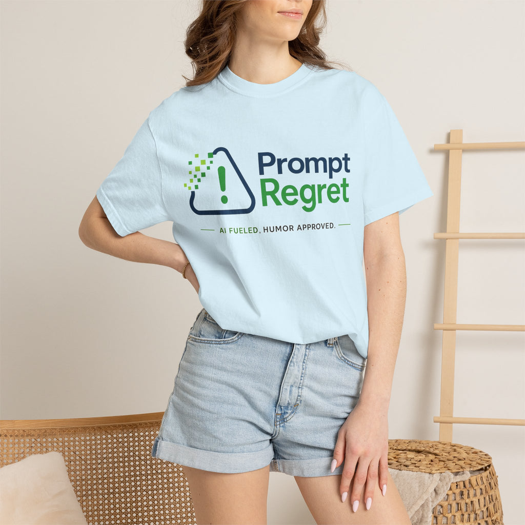 T-Shirt featuring "Prompt Regret" AI humor design by AIronic, gallery view 18