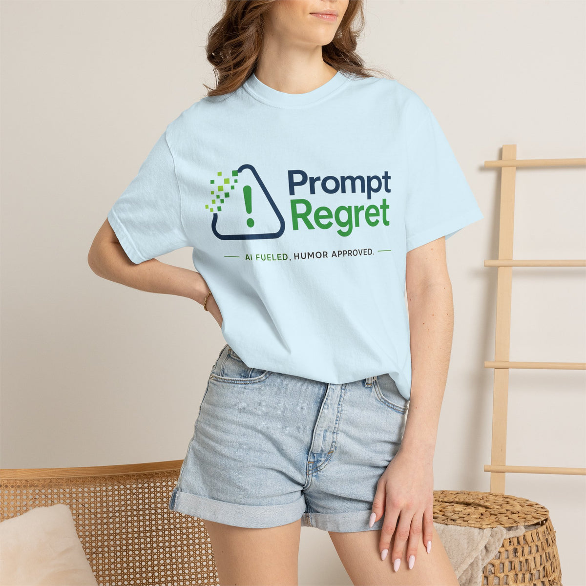 T-Shirt featuring "Prompt Regret" AI humor design by AIronic, gallery view 18