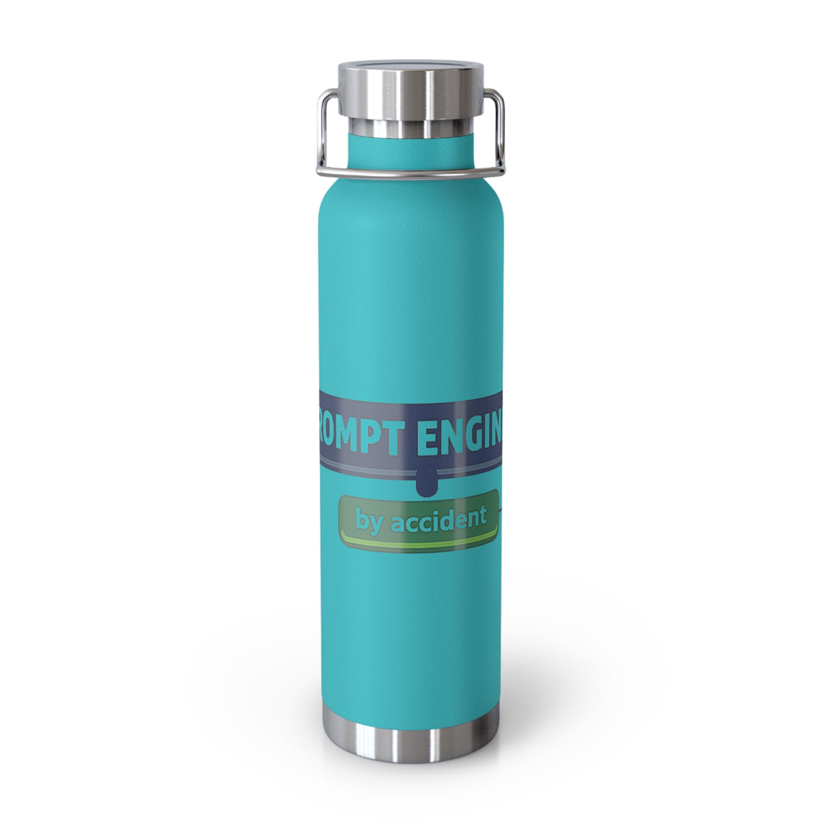 Mint Green Water Bottle featuring "Prompt Engineer by Accident" AI humor design by AIronic, gallery view 6