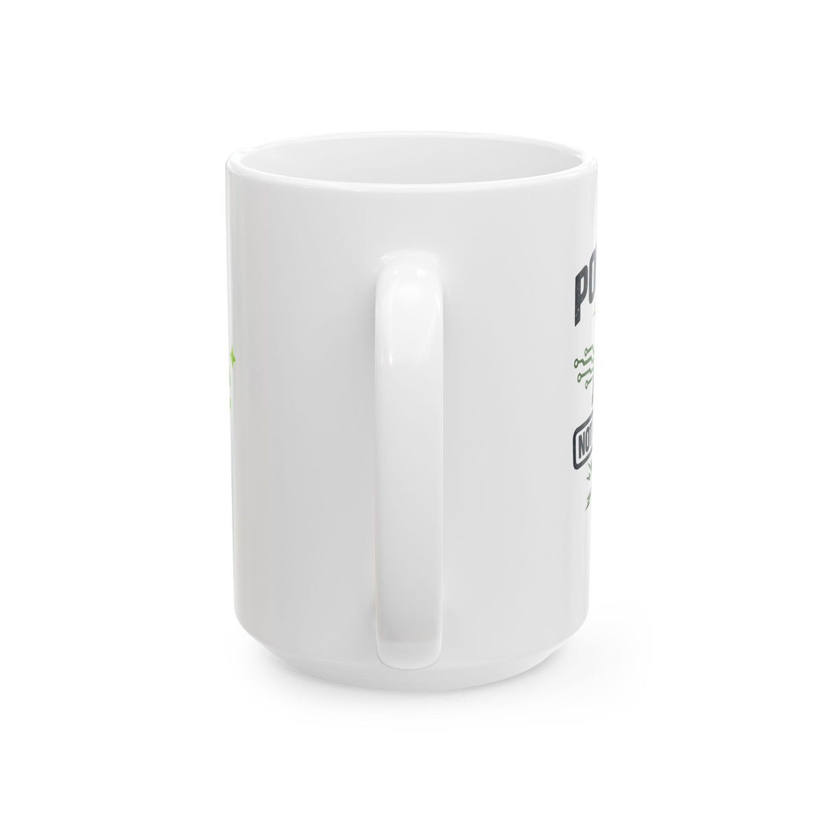 Mug featuring "Powered by AI" AI humor design by AIronic, gallery view 6