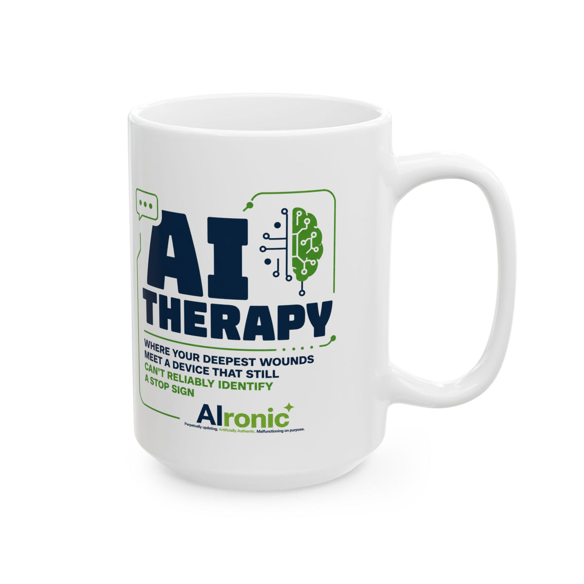 Mug featuring "AI Therapy" AI humor design by AIronic, gallery view 8