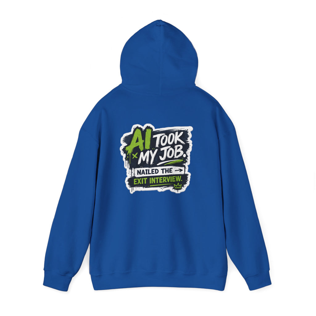 Hoodie featuring “AI Took My Job” AI humor design by AIronic, gallery view 38