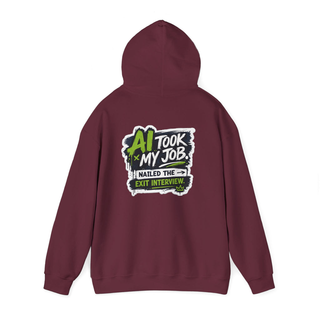 Hoodie featuring “AI Took My Job” AI humor design by AIronic, gallery view 26