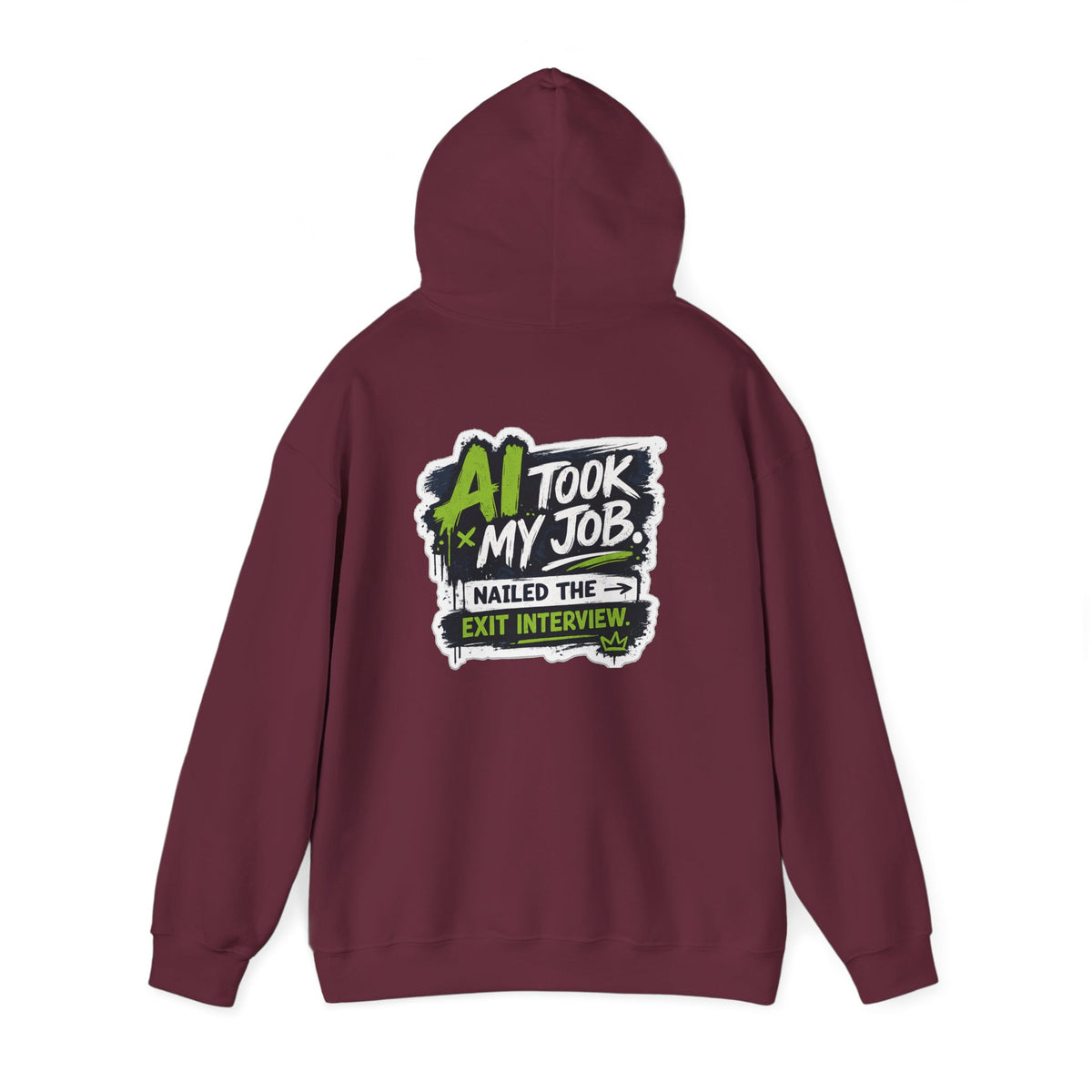 Hoodie featuring “AI Took My Job” AI humor design by AIronic, gallery view 26