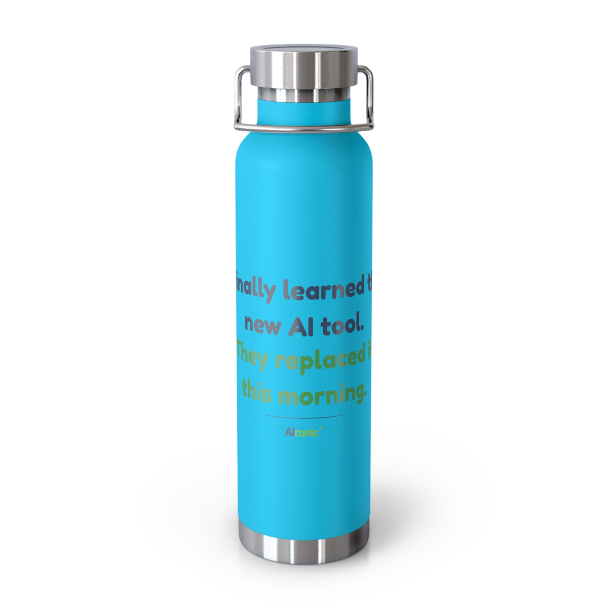 Water Bottle featuring “They Replaced the AI Tool” AI humor design by AIronic, gallery view 7