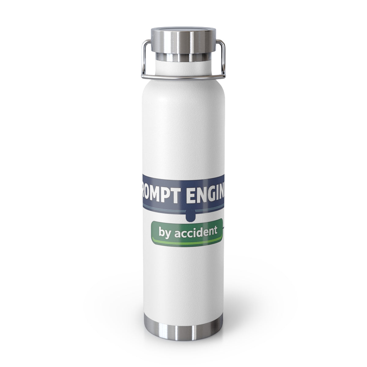 White Water Bottle featuring "Prompt Engineer by Accident" AI humor design by AIronic, gallery view 1