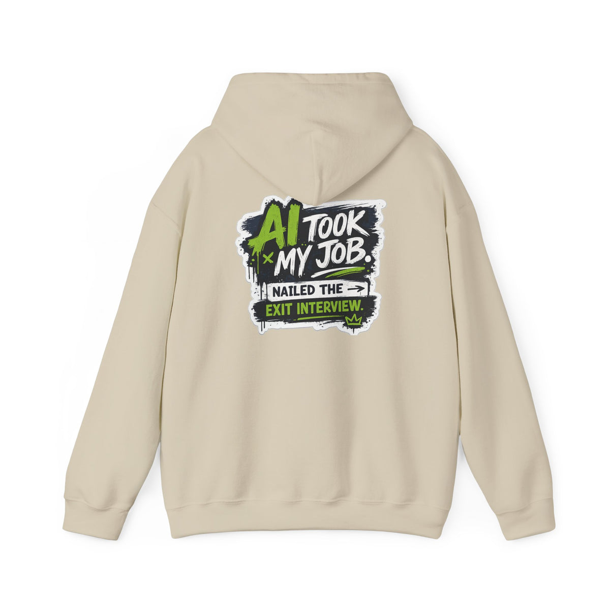 Hoodie featuring “AI Took My Job” AI humor design by AIronic, gallery view 19