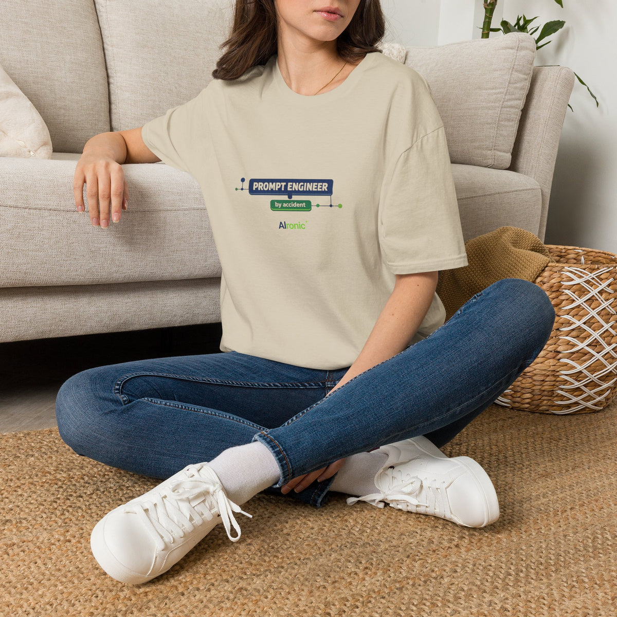 T-Shirt featuring "Prompt Engineer by Accident" AI humor design by AIronic, gallery view 19