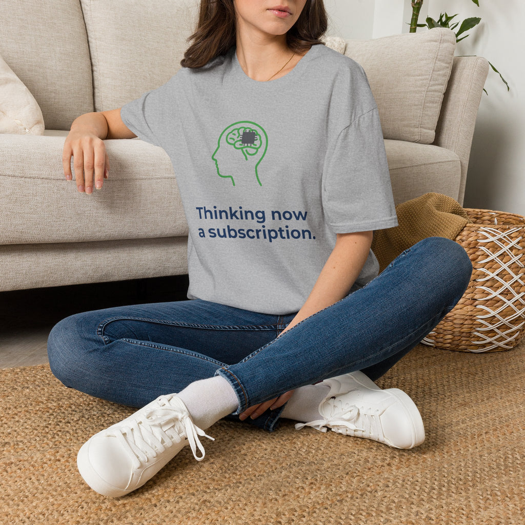 T-Shirt featuring "Thinking Subscription" AI humor design by AIronic, gallery view 19