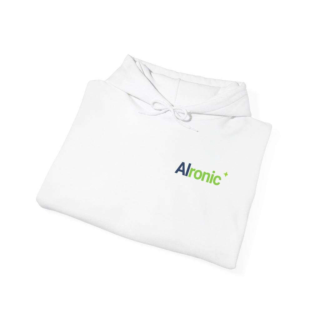 Hoodie featuring "AIronic Minimal Logo" AI humor design by AIronic, gallery view 14