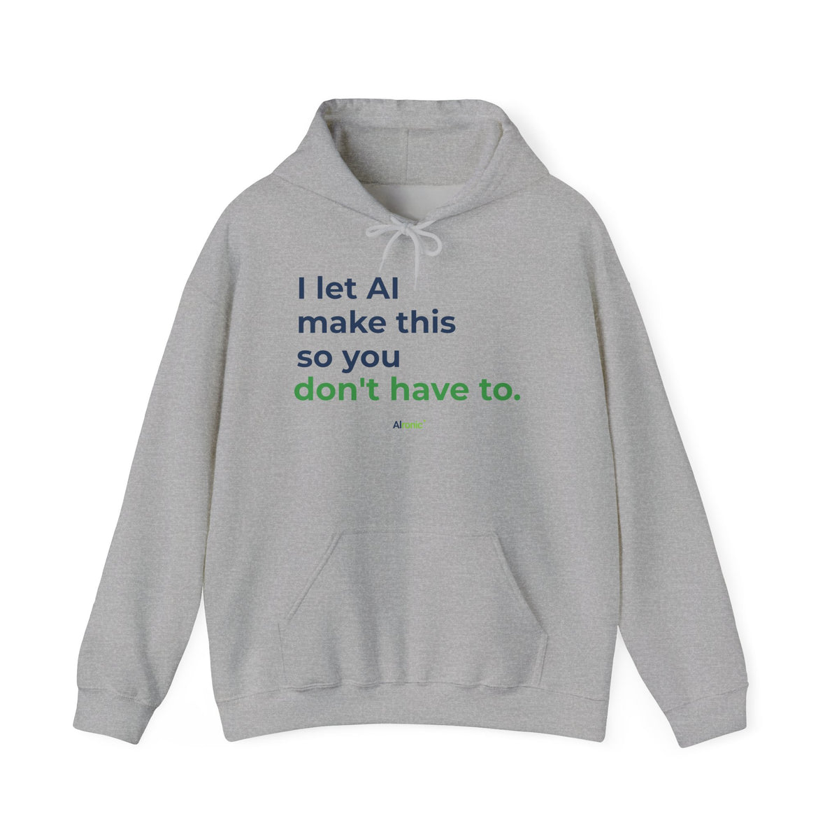 Sport Grey Hoodie featuring "I Let AI Make This" AI humor design by AIronic, gallery view 4