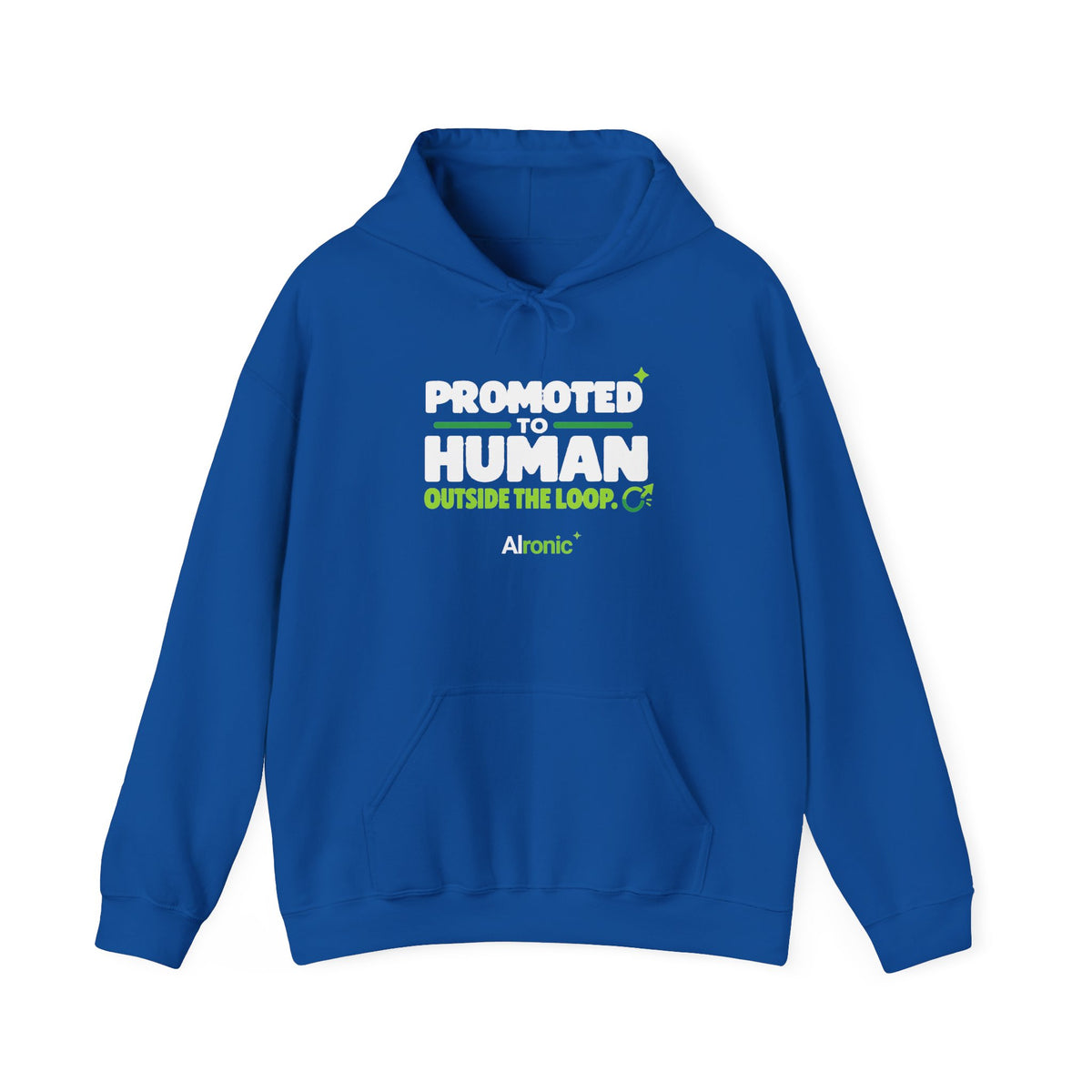 AIronic hoodie featuring “Promoted to Human Outside the Loop” AI humor design, gallery view 9